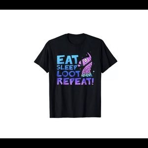 Eat Sleep Loot Repeat Llama Womens T-shirt XL Blk